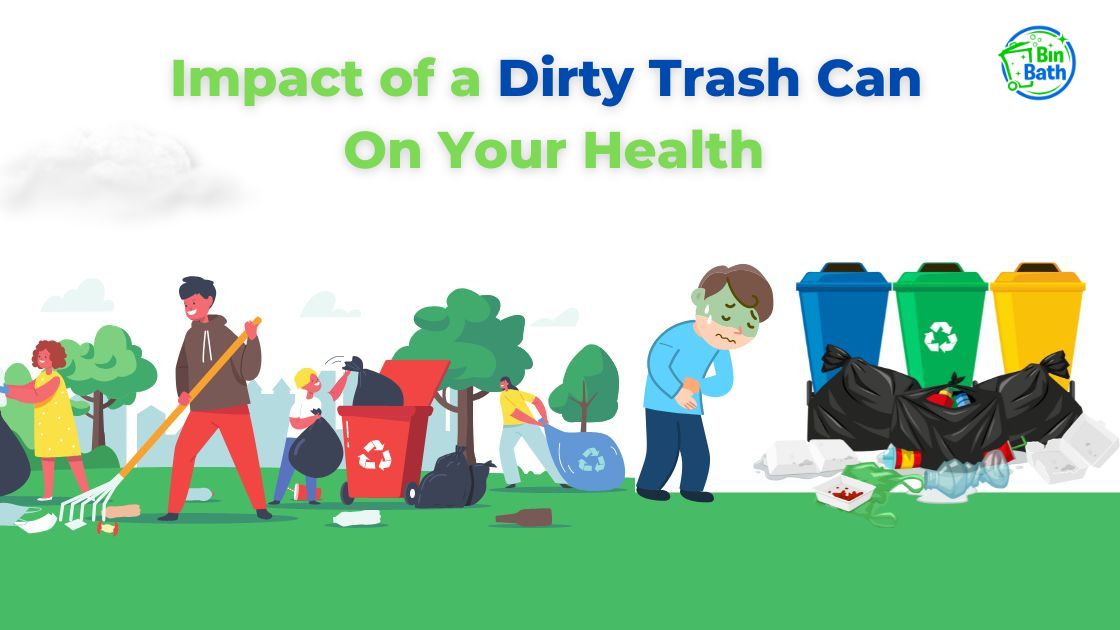 People are cleaning dirty trash cans