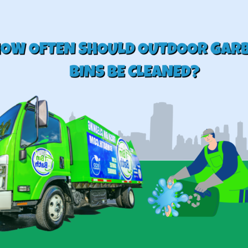 men cleaning outside garbage bin